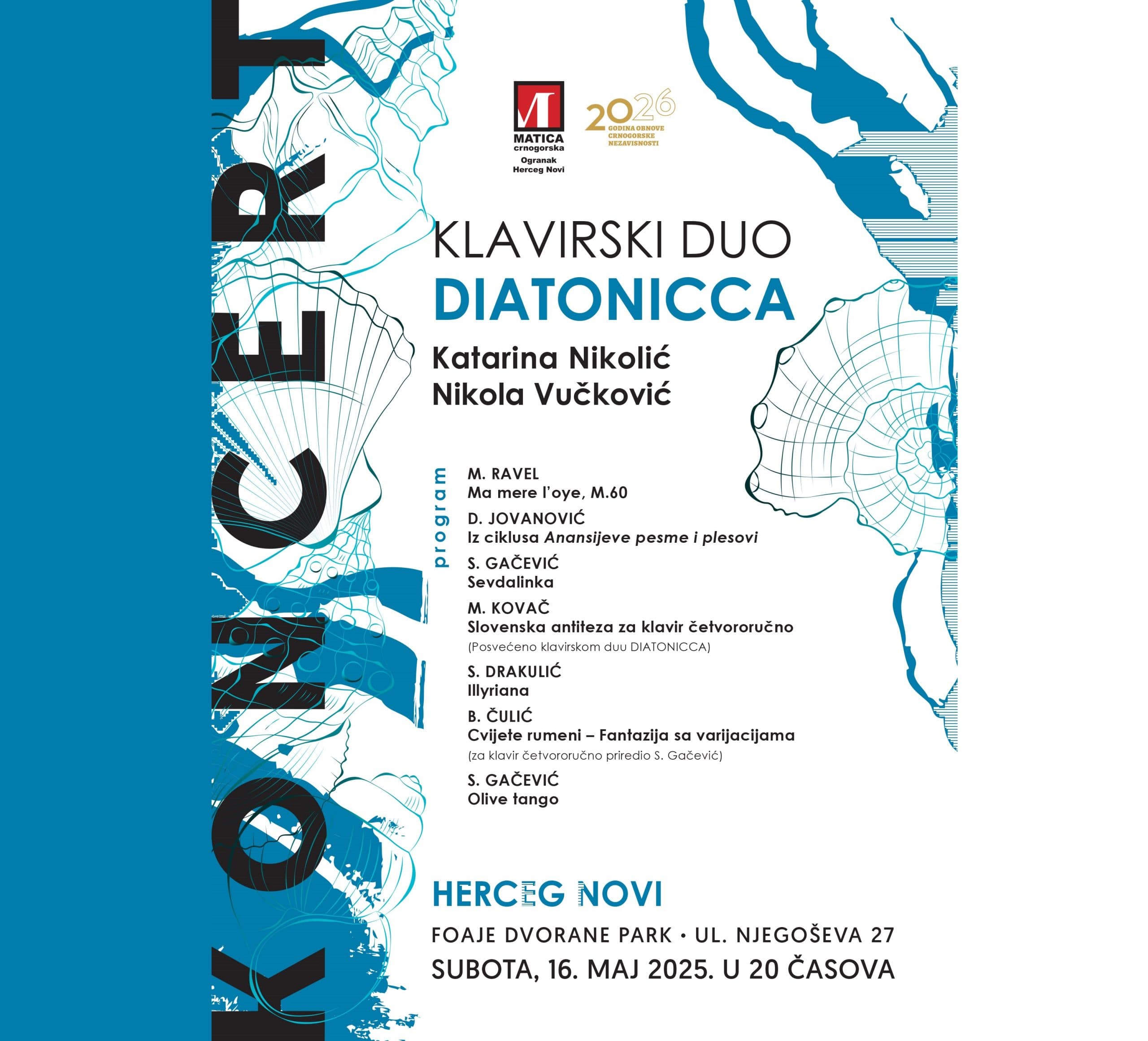 Plakat koncerta klavirskog dua Dijatonika
